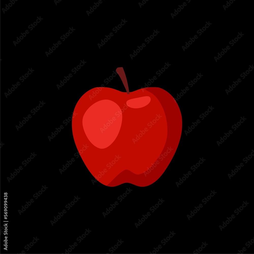 Obraz premium Apple fruits color icon isolated on black background.