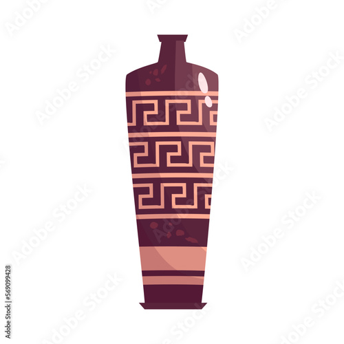 Greek vase ancient jar isolated. Ceramic vase with greek symbol. Cartoon vector illustration. Pottery jar earthenware antique design