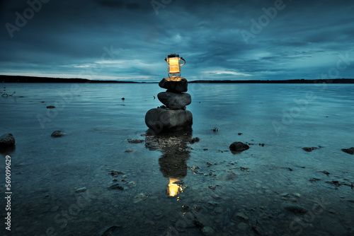 Photography burning candle on the sea, travel, to yourself, light in the darkness, lighthous
