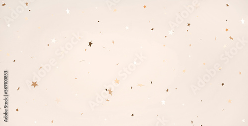 background 3d confetti glitter golden festive concept beige background