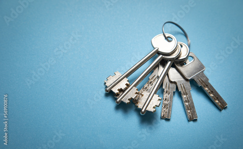 Keys on the blue background.