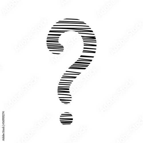 Question mark hand drawn in doodle style, vector illustration. Icon question symbol for print and design. Quiz and Exam concept, isolated element on a white background. Graphic sign ask and fqa