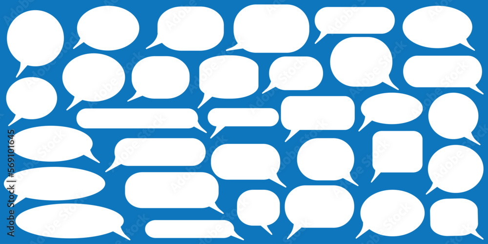 Set of speech bubbles. Speak bubble text, cartoon chatting box, message box. Blank empty vector white speech bubbles. Cartoon balloon word design. Set of speech bubbles. Speak bubble text, cartoon chatting box, message box. Blank empty vector white speech bubbles. Cartoon balloon word design.