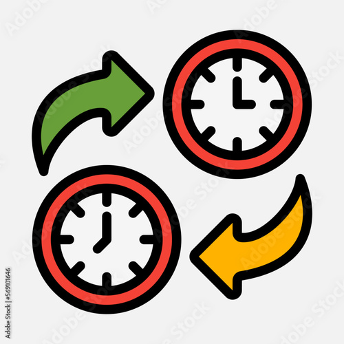 Change time icon in filled line style, use for website mobile app presentation