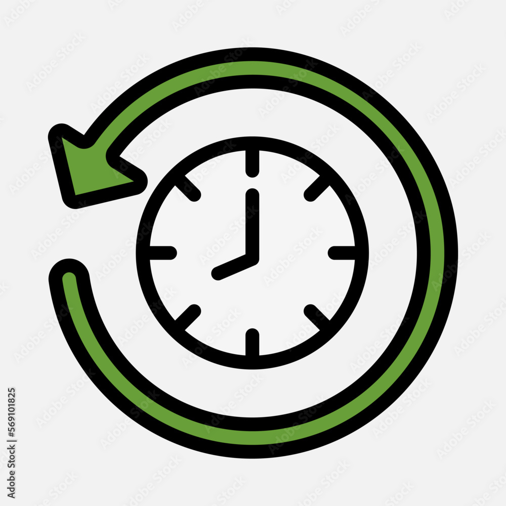 Time management icon in filled line style, use for website mobile app presentation Time management icon in filled line style, use for website mobile app presentation