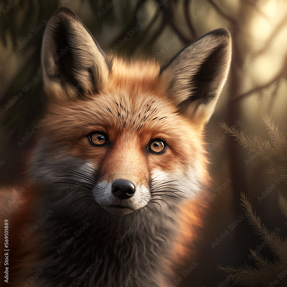 Obraz premium closeup portrait of cute curious fox