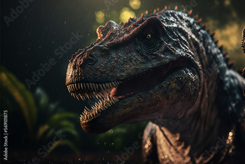 large scary dinosaur in jungles © Maya Kruchancova