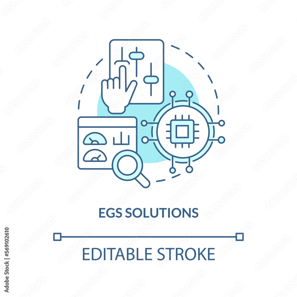 EGS solutions blue concept icon. Enhanced geothermal system. Thermal energy trend abstract idea thin line illustration. Isolated outline drawing. Editable stroke. Arial, Myriad Pro-Bold fonts used