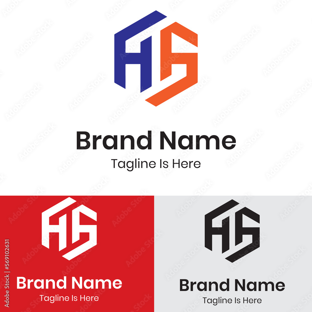 Obraz premium Abstract letter HS logo design