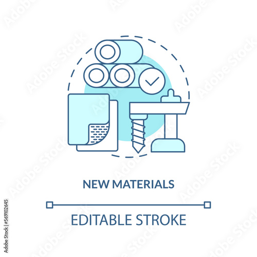 New materials blue concept icon. Prevent corrosion risk. Geothermal energy trend abstract idea thin line illustration. Isolated outline drawing. Editable stroke. Arial, Myriad Pro-Bold fonts used