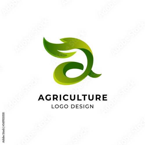 playful letter A with leaf logo design