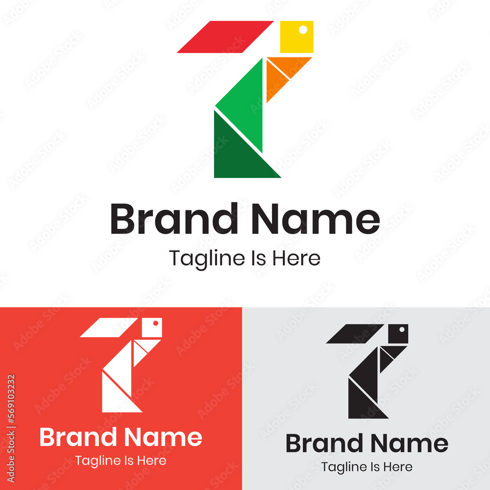 Colorful Number 7 puzzle logo design Colorful Number 7 puzzle logo design