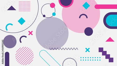 Geometric abstract background. Composition of simple memphis element on white background for landing page, website, flyer, leaflet.