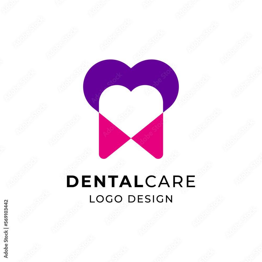 tooth and love for dental care logo design