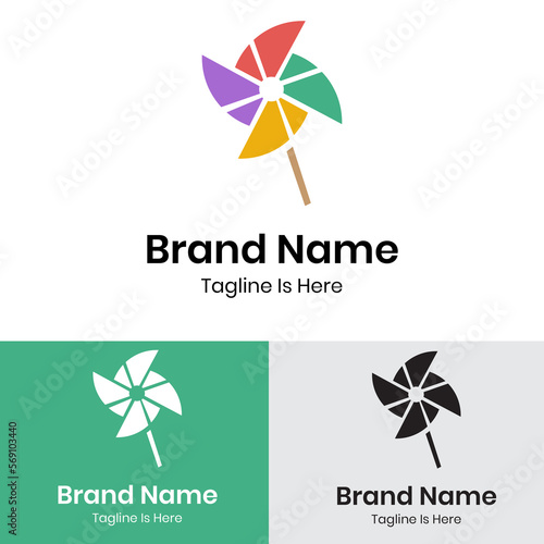  Creative toy pinwheel logo design 