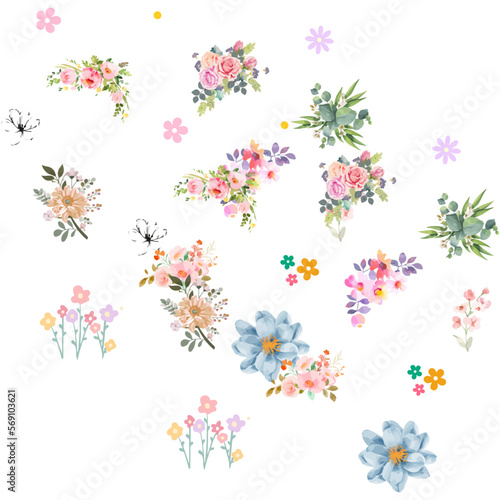 Fototapeta Naklejka Na Ścianę i Meble -   Creative Watercolor flower set design 