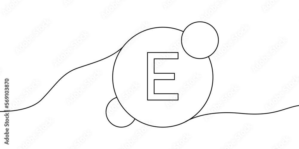 Obraz premium Vitamin E continuous line drawing icon.
