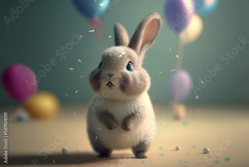 White easter cute bunny. Realistic illustration. Highly detailed. Generative AI technology.
