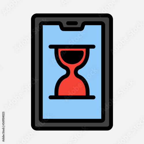 Hourglass tablet icon in filled line style, use for website mobile app presentation