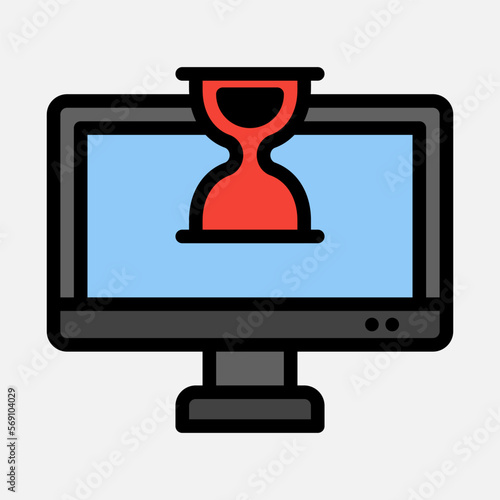 Hourglass computer icon in filled line style, use for website mobile app presentation