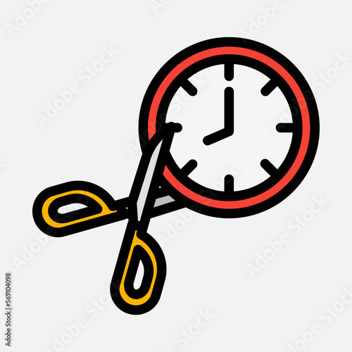 Cut time icon in filled line style, use for website mobile app presentation