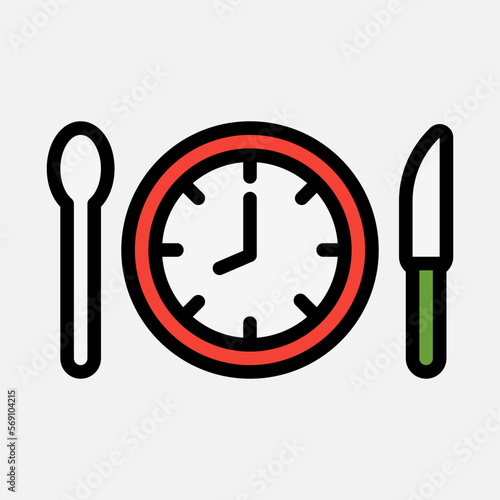 Time to eat icon in filled line style, use for website mobile app presentation