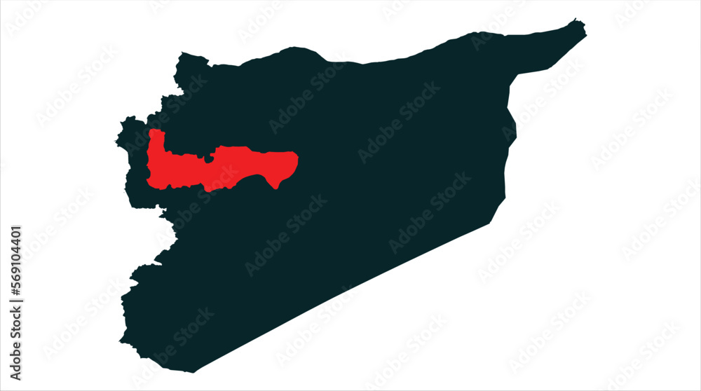 Fototapeta premium Hamah Syria state vector map illustration on white background , Syria state map
