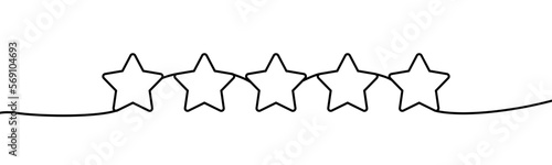 Star icon line continuous drawing vector. Continuous one line drawing. Five stars customer product rating review icon. Star icon. Continuous outline of a star icon.