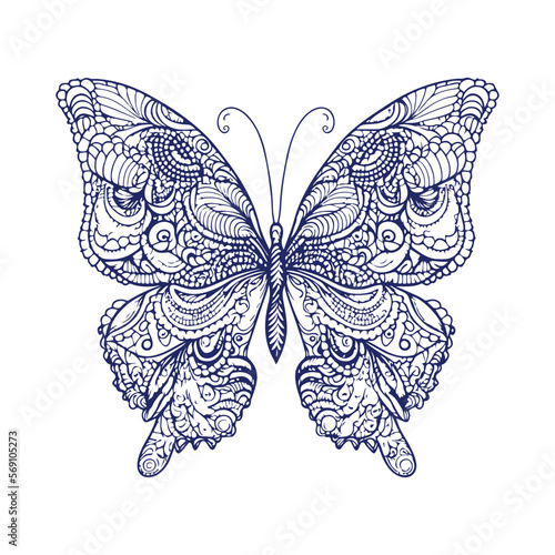 Vector cute butterfly for kids coloring book illustration hand drawn isolated  © Retro graphics