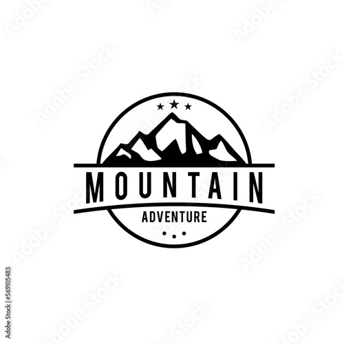 Mountain, Adventure and Outdoor vintage logo template, badge or emblem style. Vector design element.
