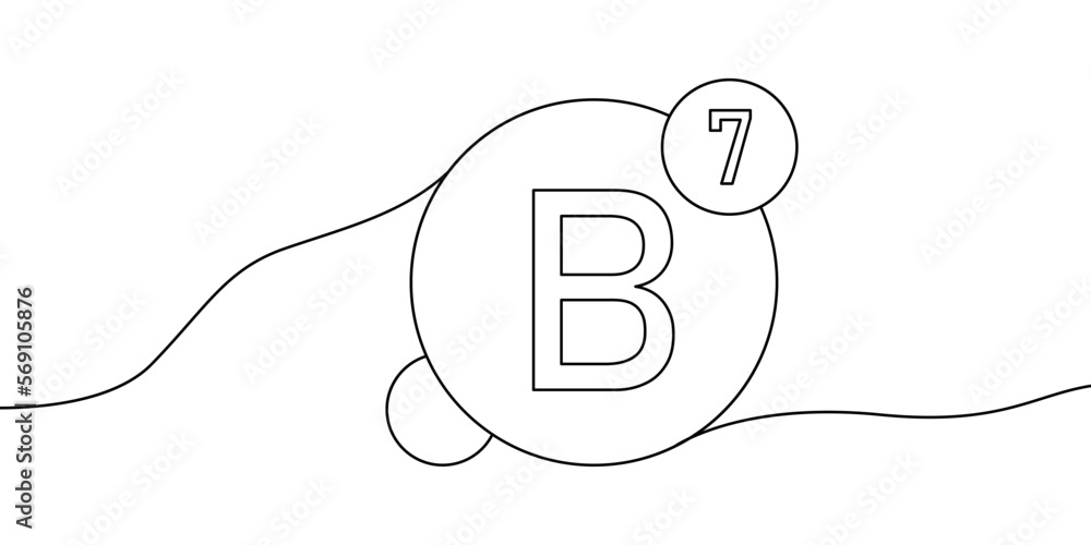 Obraz premium Vitamin B7 continuous line drawing icon.