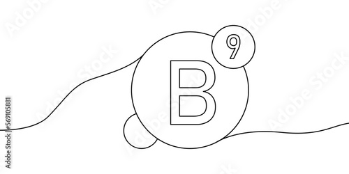 Vitamin B9 continuous line drawing icon.