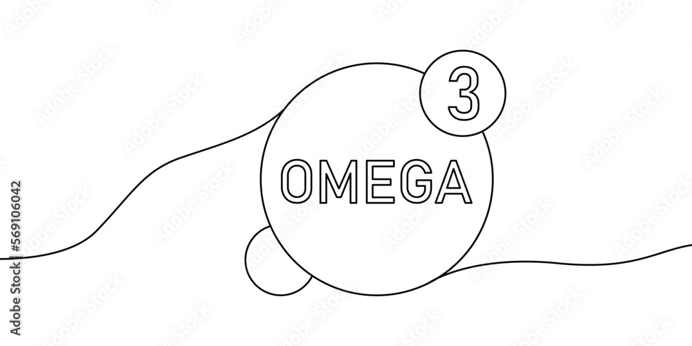 Fototapeta premium Vitamin omega 3 continuous line drawing icon.