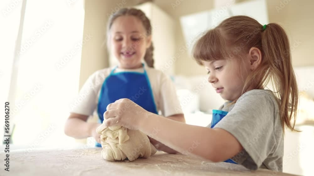 Image result for kids are baking. children knead dough and flour in the kitchen. happy ...