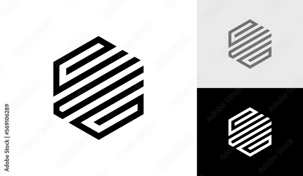 Letter ECG initial hexagon monogram logo design vector Letter ECG initial hexagon monogram logo design vector