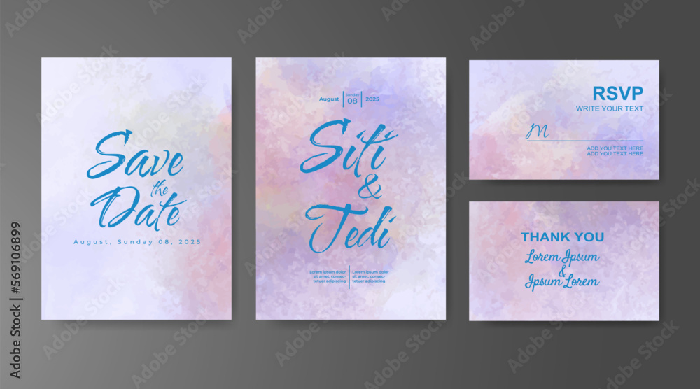 Wedding invitation with abstract watercolor background