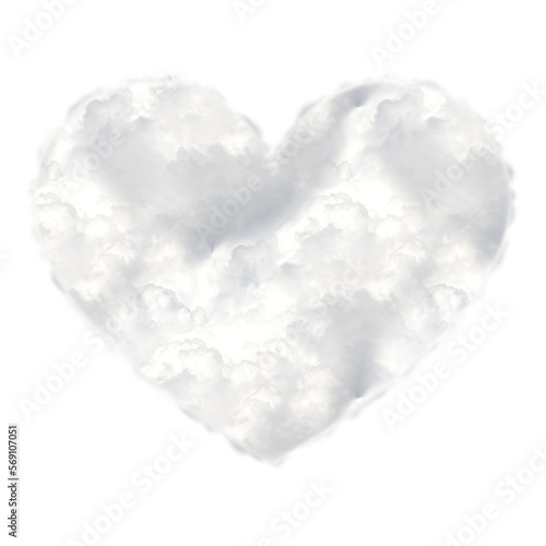 Cloudy white heart shape. This is a part of a set which also includes uppercase alphabet letters from A to Z, numbers, symbols, and other shapes. Fluffy decorative design elements. 