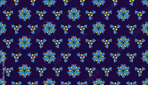 Geometric ethnic pattern seamless flower color oriental. seamless pattern.Design for fabric,curtain,blue background, carpet, shawl,clothing,wrapping, Batik,fabric,handkerchief,Vector illustration.