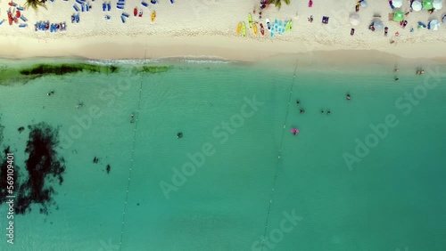 Drone view from above of a dreamy Caribbean holiday beach