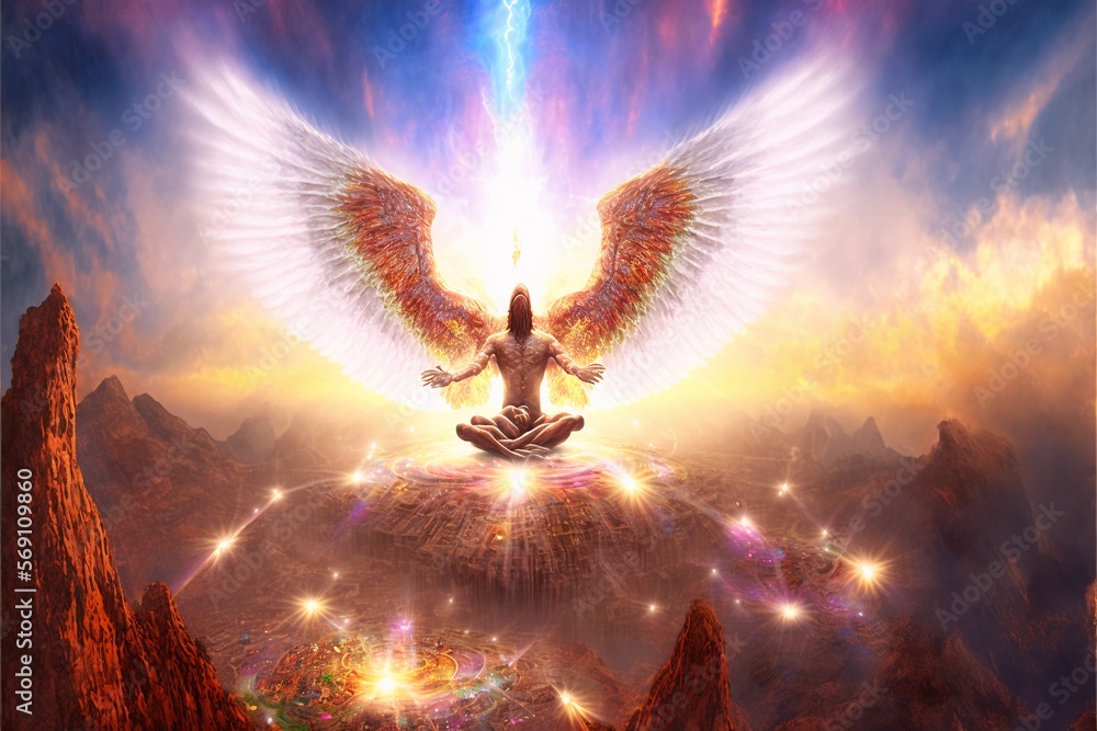 Divine Messengers The Majestic Archangels. Generative AI. Stock