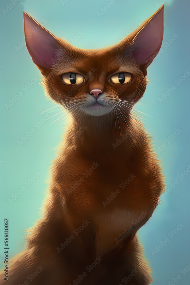 Abyssinian Cat Portrait, Generative AI