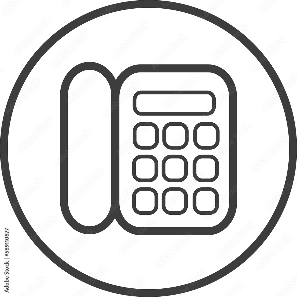 Telephone icon in thin line black circle frames. Telephone icon in thin line black circle frames.