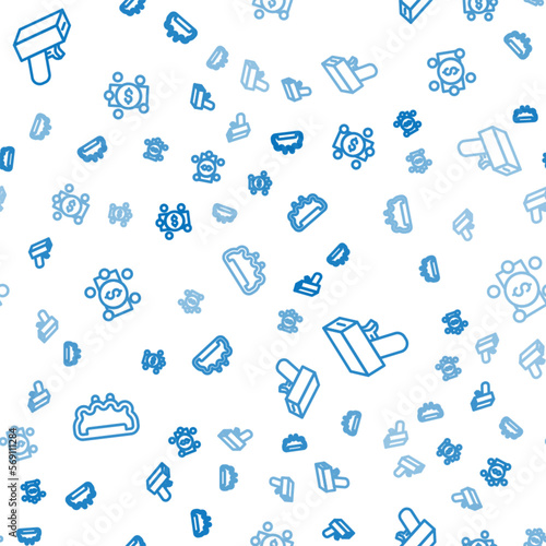 Set line Brass knuckles, Money gun and Stacks paper money cash on seamless pattern. Vector