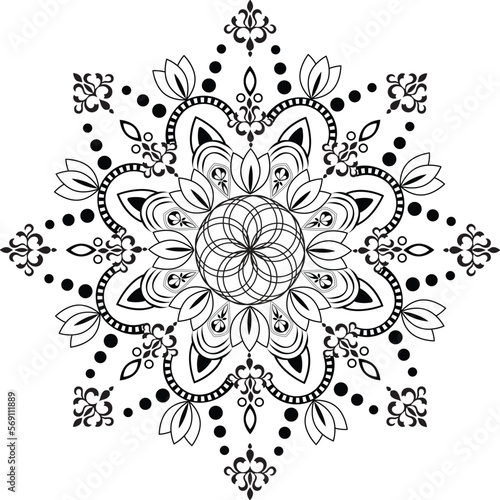 Elegant Simple Islamic Vector Mandala Decorative Template Black and White