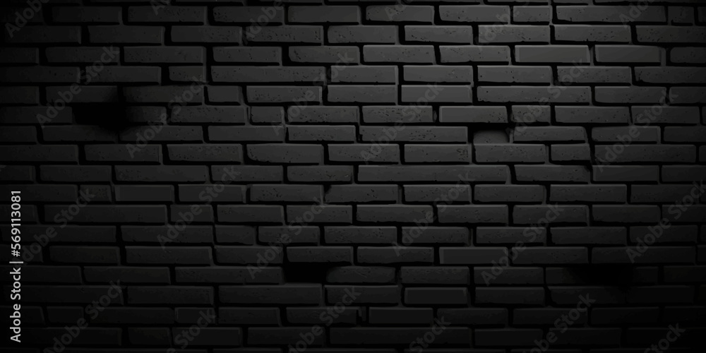 black brick wall, dark background for design. Black brick wall for