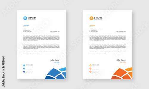 Professional editable A4 business letterhead design template. A4 business abstract letterhead design layout. (ID: 569113064)