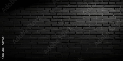 Black brick walls that are not plastered background and texture. The texture of the brick is black. Vintage Black wash brick wall texture for design. Panoramic background. black brick wall background.