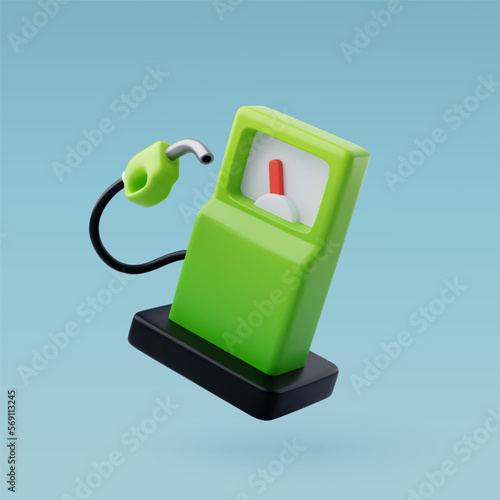 3d Vector Green Gas Pump, Green Energy, Clean Energy, Environmental Alternative Energy Concept.
