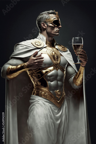  Futurist Bacco, Dionysus, god of wine, parties, fruits,angel of wine, from the mythology of Ancient Greece, Rome created with Generative AI technology