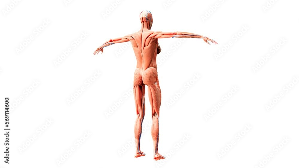 Human anatomy showing only female muscle nerve and blood vessels parts. 360 degree rotating loop female muscle 3d model with separate alpha channel. Human anatomy showing only female muscle nerve and blood vessels parts. 360 degree rotating loop female muscle 3d model with separate alpha channel.